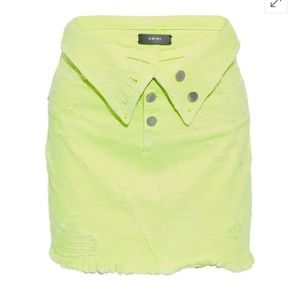 Amiri high waist denim mini skirt designer neon yellow XS